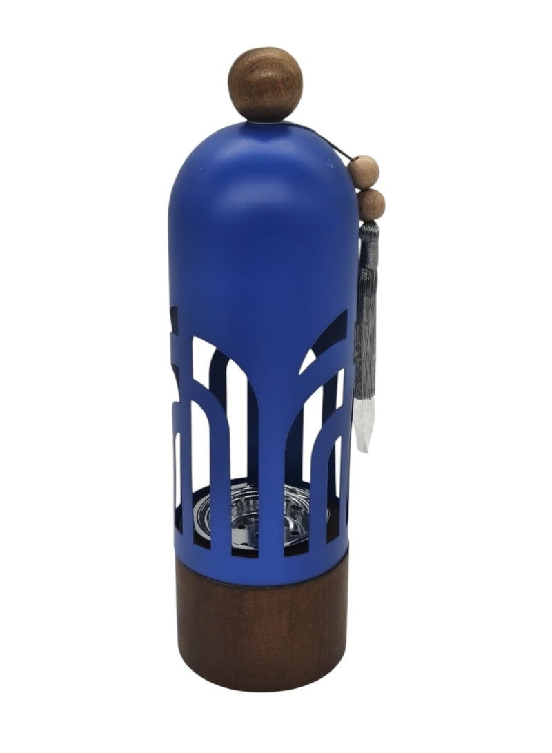 Akdc Incense Burner With Wooden Base And Metal Cover 28Cm*8Cm*8Cm, Blue - Image 1